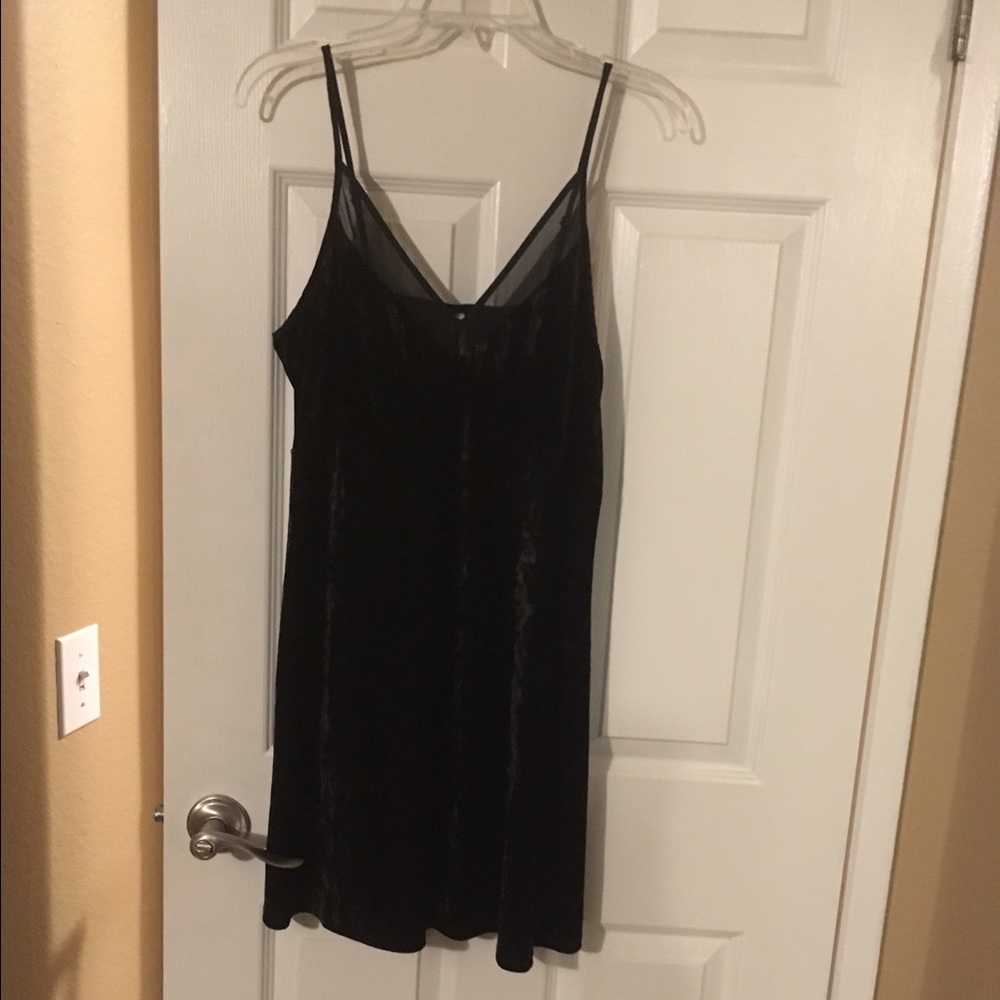 Black velvety stretch slip dress