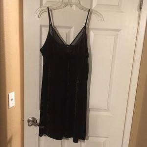 Black velvety stretch slip dress