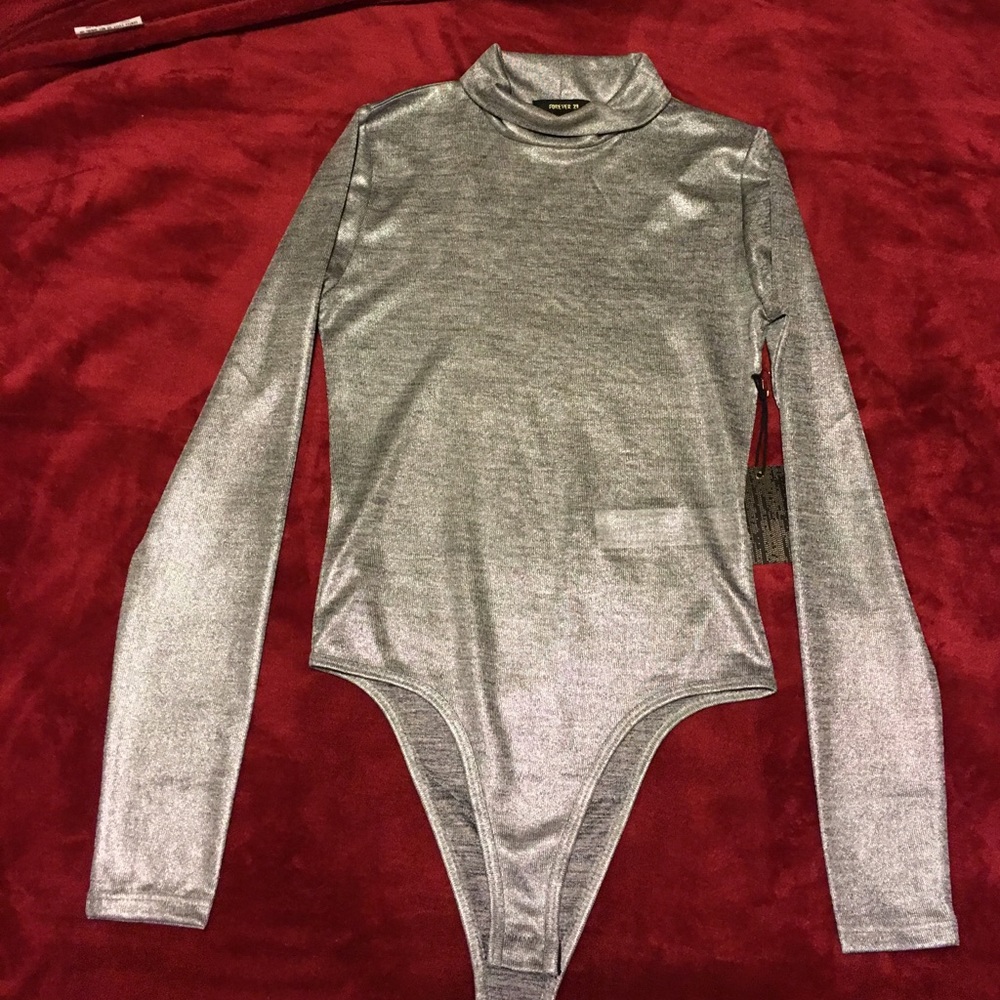 Silver glimmering bodysuit