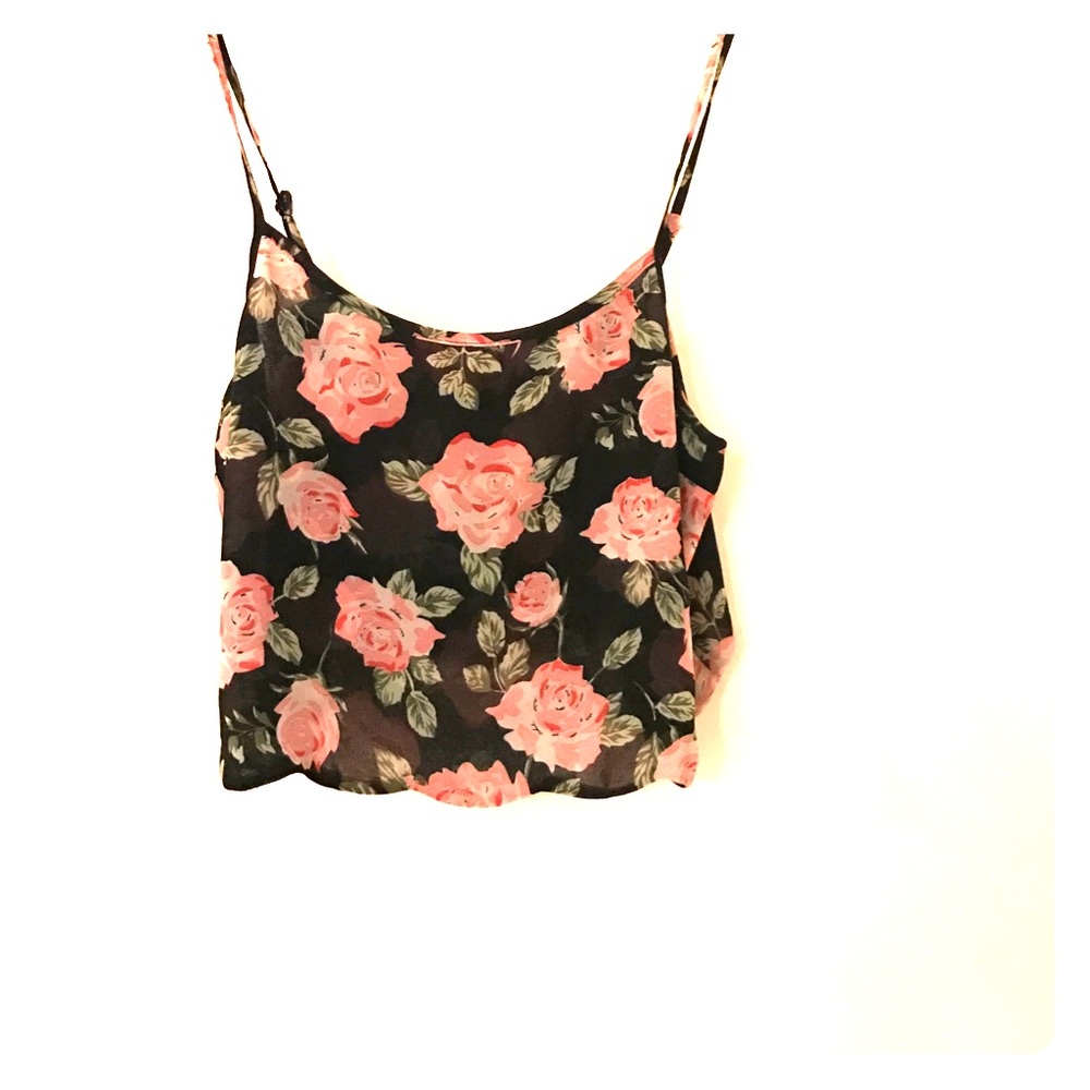 Black and pink floral crop top