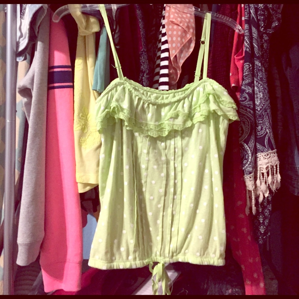 Aeropostale green polka dot tank top