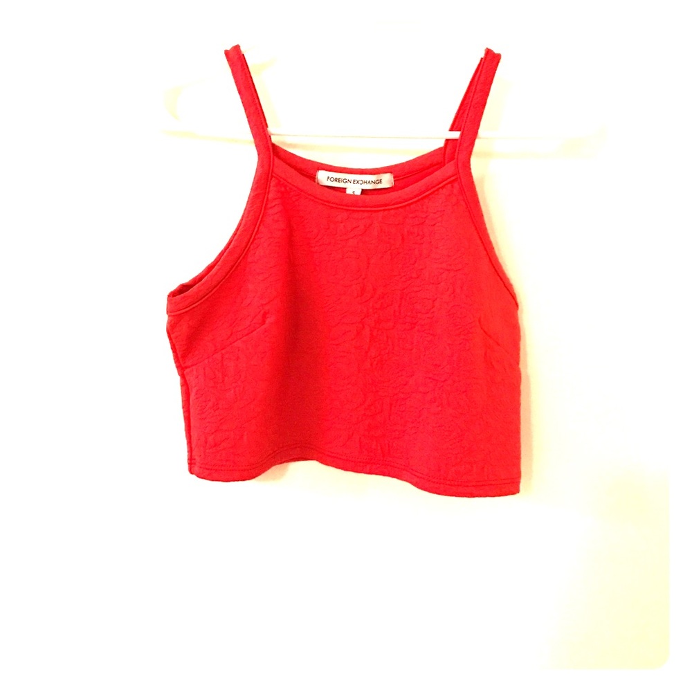 Coral floral crop top