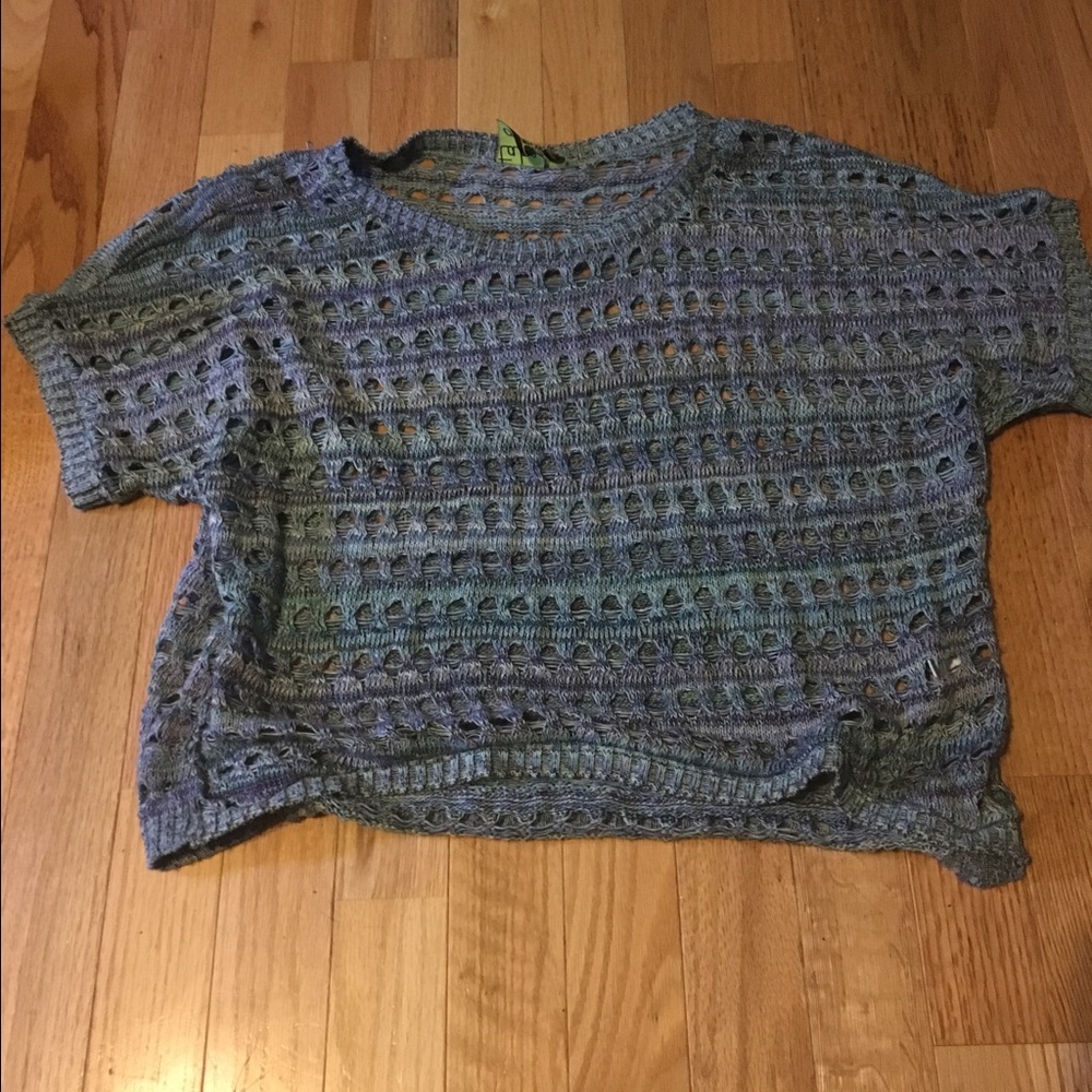Purple and blue knit crop top
