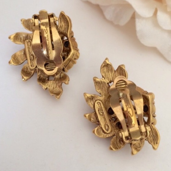 Vintage Couture OSCAR DE LA RENTA Signed Earrings - Picture 2 of 3