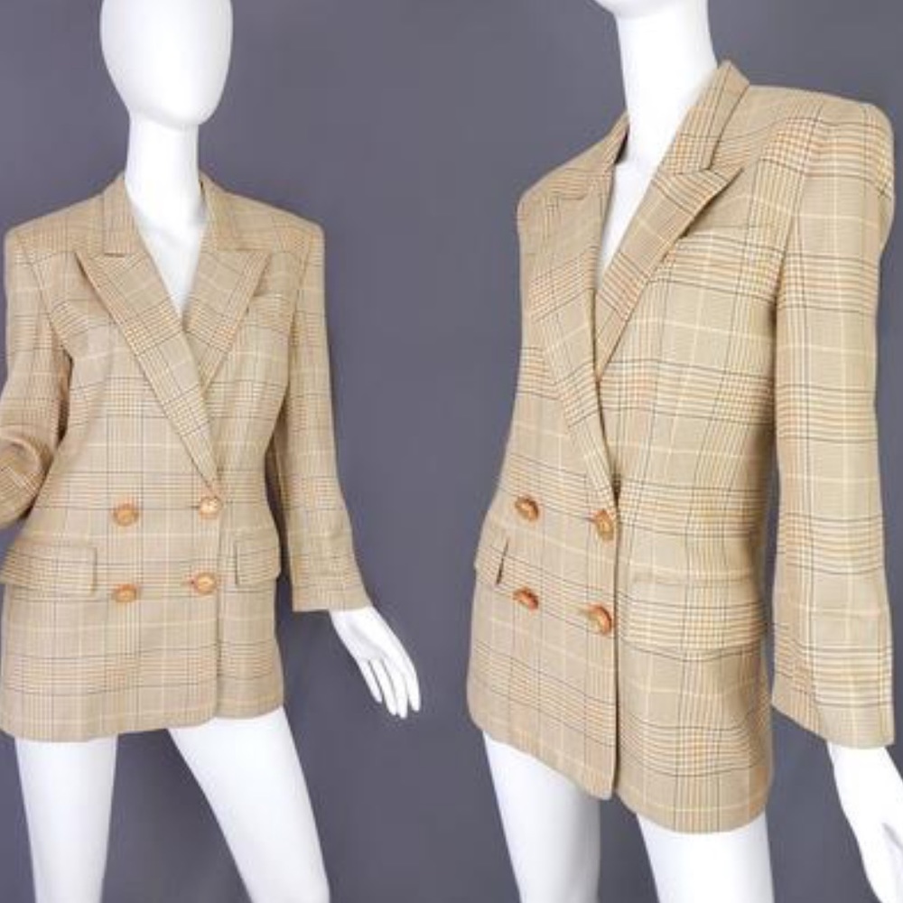 CHRISTIAN DIOR 80's Houndstooth Boyfriend Blazer