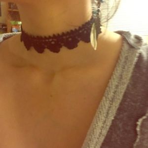 *SOLD* Adjustable black lace choker