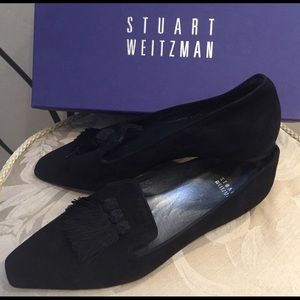 Timeless black suede tassel flats
