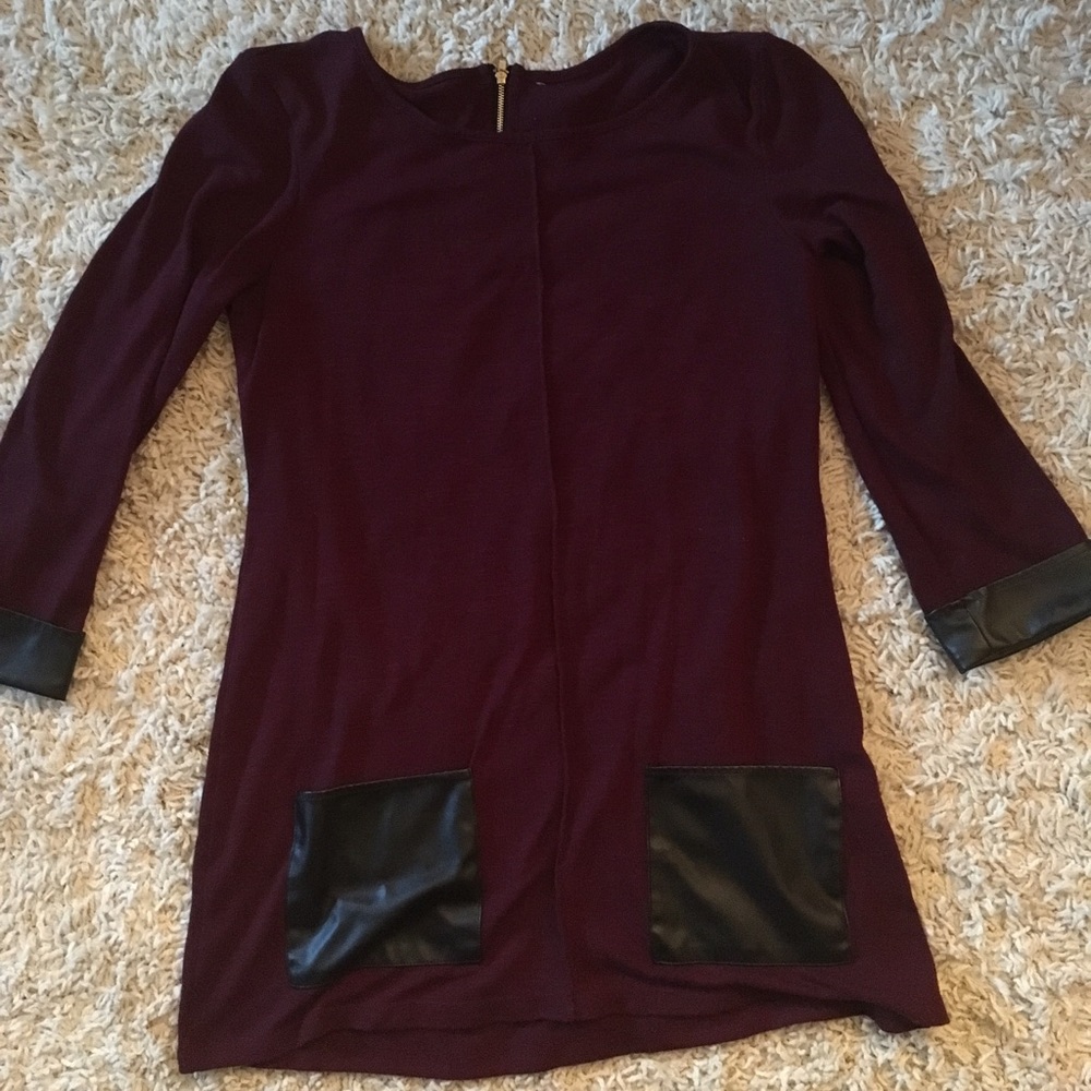sweater tunic(ish) with leather detailing