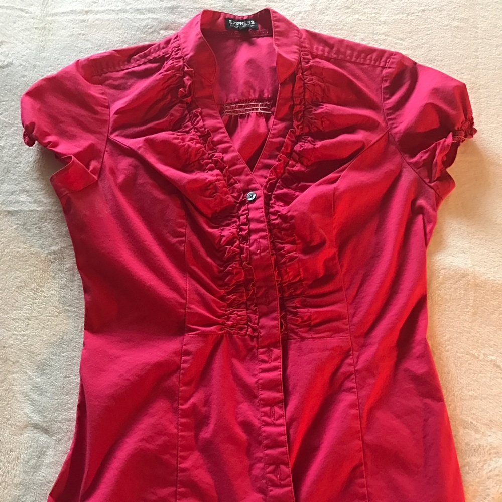 Express short sleeve button down top.