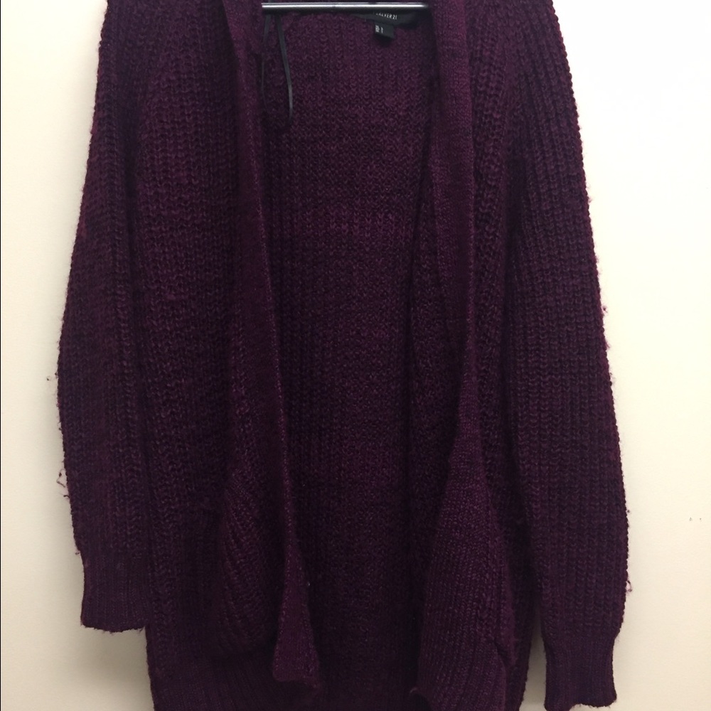 Magenta Hooded Cardigan
