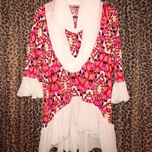 Medium Swing Top High Low Multicolored Tunic