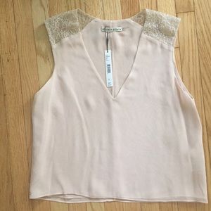 NWT Alice + Olivia Nude Silk Sleeveless Top Sz S