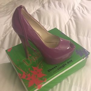 Purple patent heels