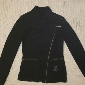 In God's Hands Black Cotton Blend Zip Jacket XS