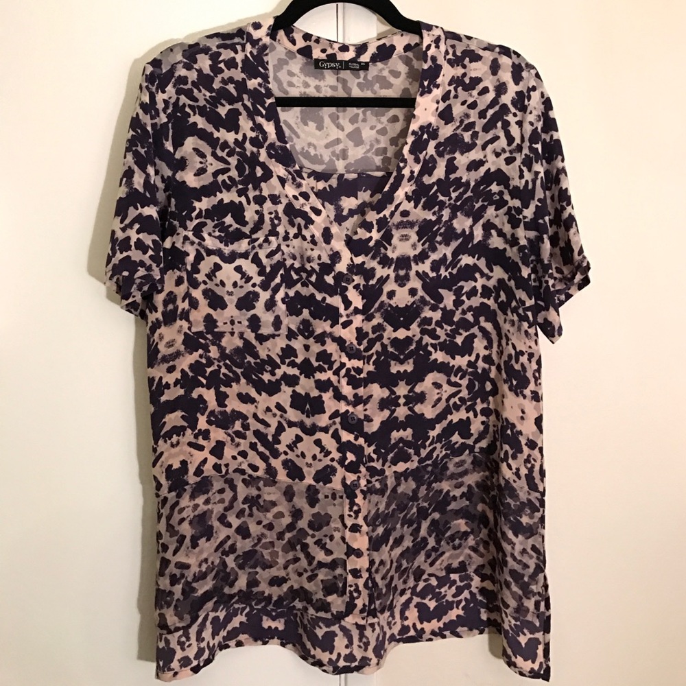 100% Silk Animal Print Top