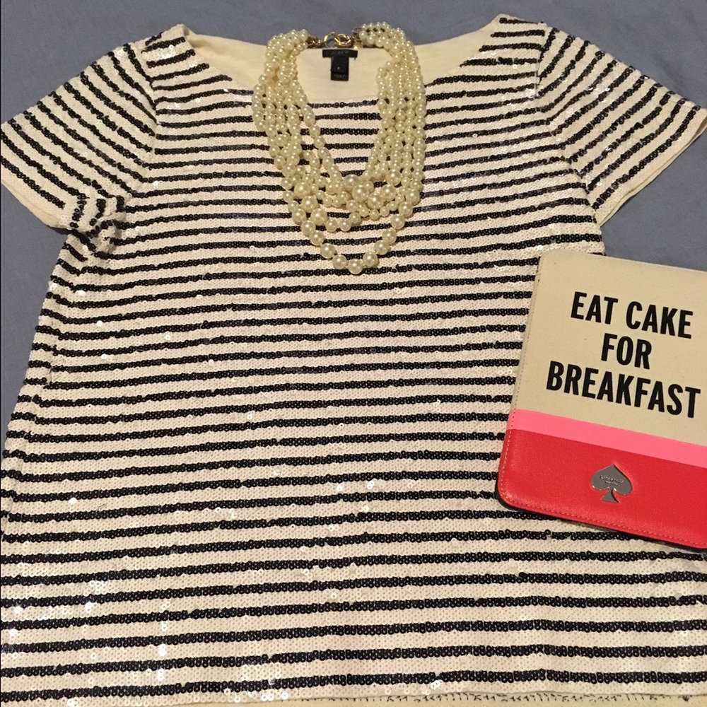 Jcrew Sequin Stripe Tee - image 1