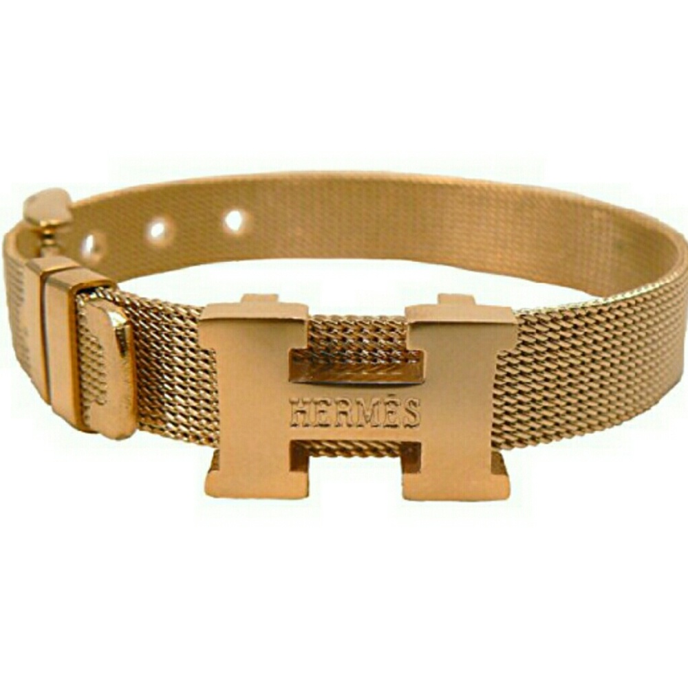 H Mesh Goldtone Bracelet