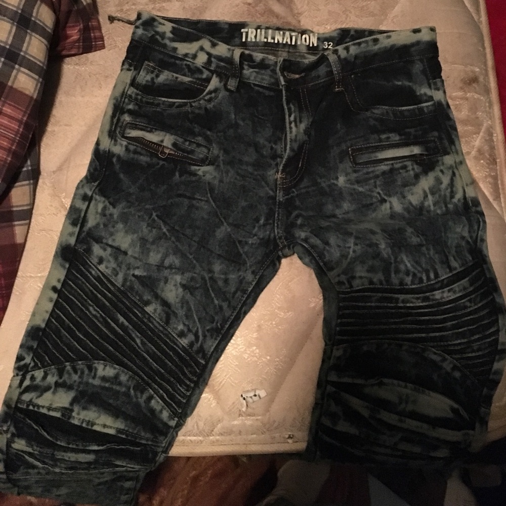 Trillnation jeans Dark blue with white fading
