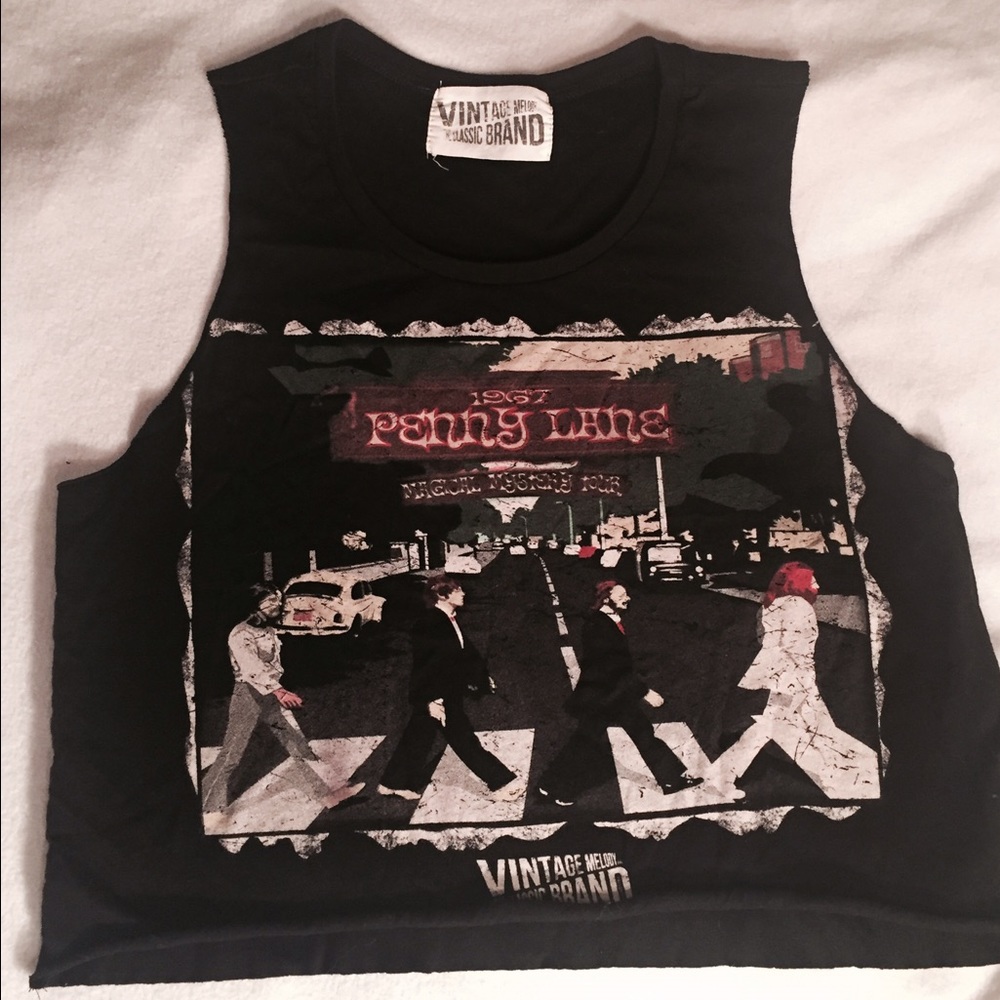 Wet Seal Vintage Melody Beatles Crop Top Tank Top