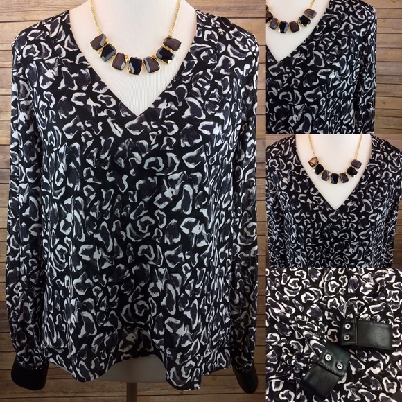Sam Edelman Cheetah Print Long Sleeve Shirt - Picture 1 of 8