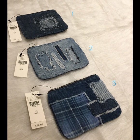 1 LEFT! NWT Anthropologie Patchwork Denim Pouch - Picture 2 of 5