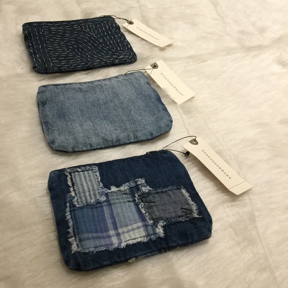 1 LEFT! NWT Anthropologie Patchwork Denim Pouch - Picture 3 of 5