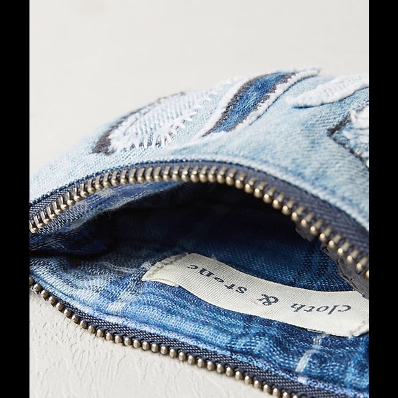 1 LEFT! NWT Anthropologie Patchwork Denim Pouch - Picture 5 of 5