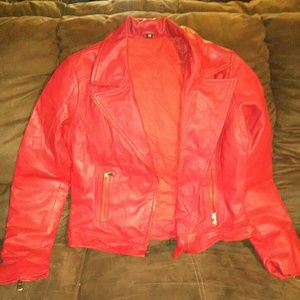 Red genuine leather jacket