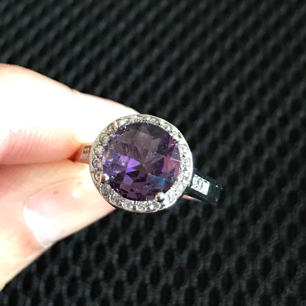 Engagement Ring Sterling Silver Plated CZ Size 7