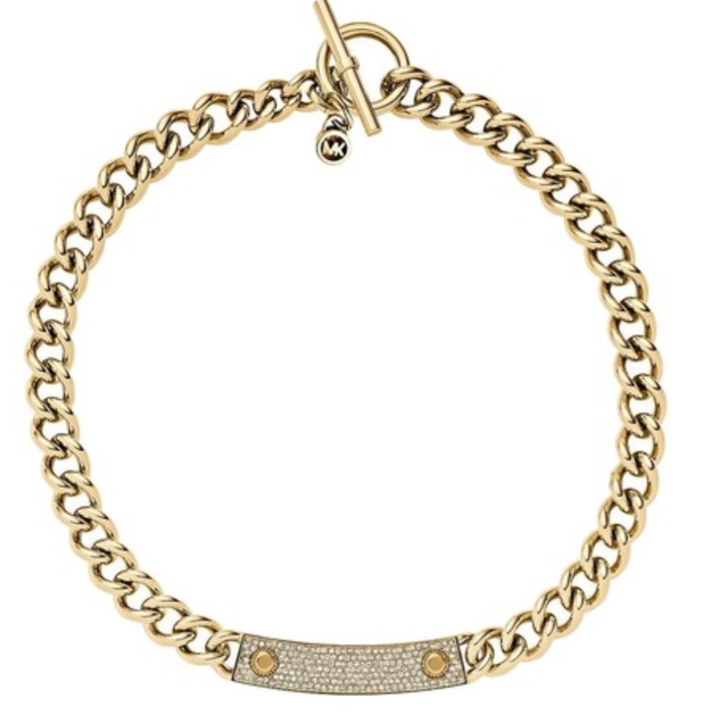 Michael Kors Gold Plaque Chain Toggle Necklace