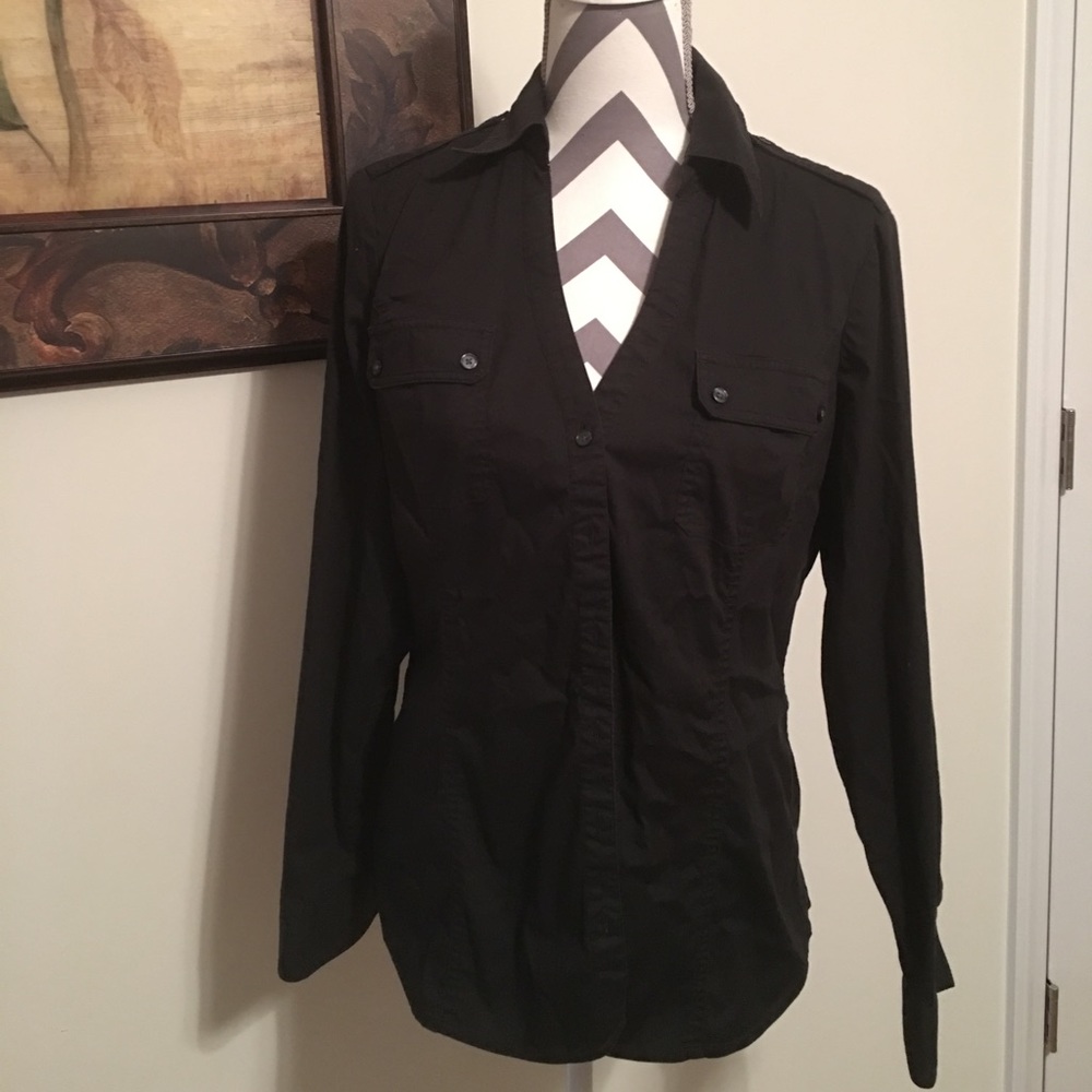 Express black military style button down shirt - L