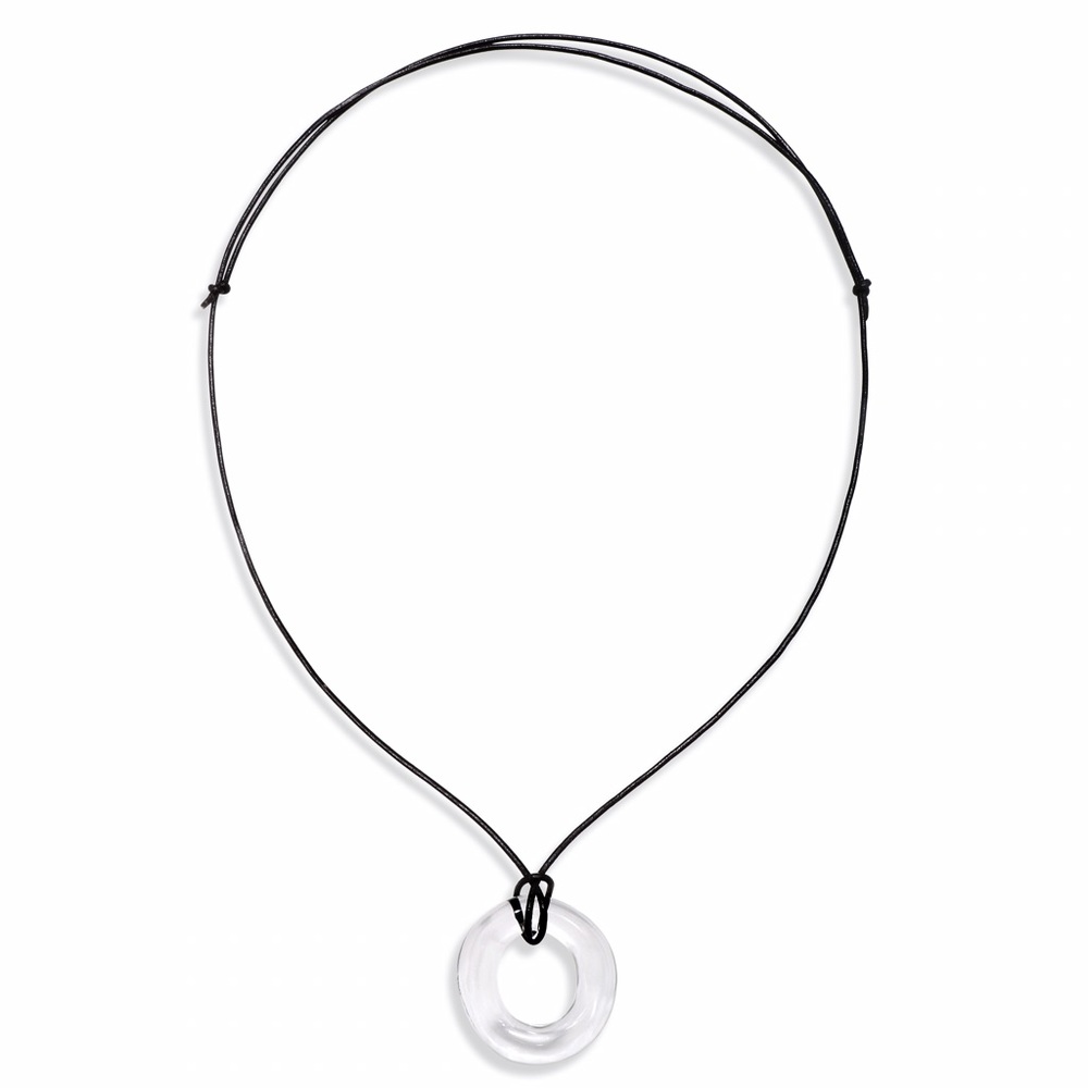 Glass Circle Pendant on Leather