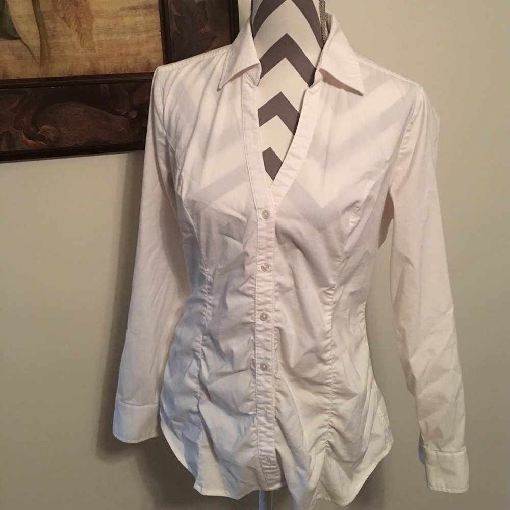 Express stretch white button down shirt -L