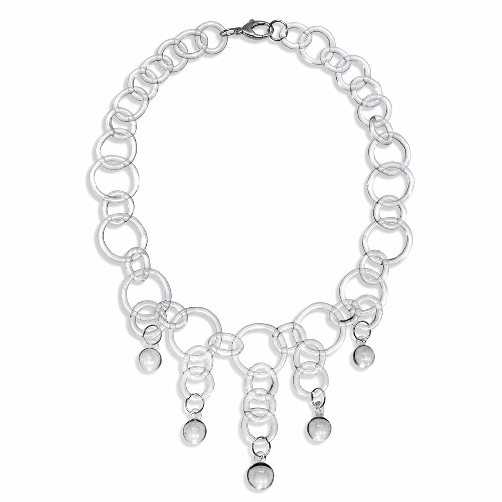 Glass Statement Ball Drop Chain Necklace