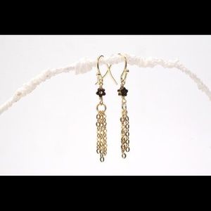Gold Daisy Tassel Earrings
