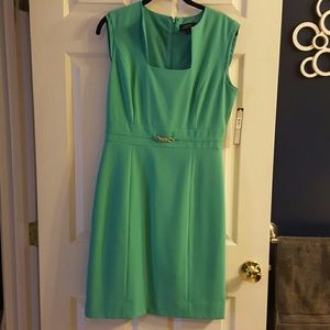Aqua blue knee length Tahari sheath dress
