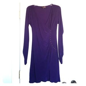 Hale Bob faux wrap dress w/ studs