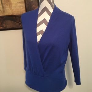 Royal blue wrap front sweater, Medium