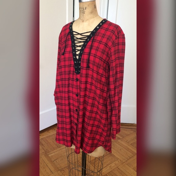NWT oversize flannel shirt dress - Picture 4 of 4