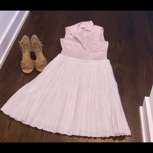 Talbots, 6p White knee length pleated skirt