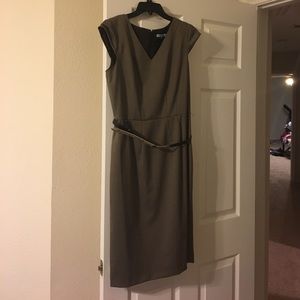 Taupe dress with belt