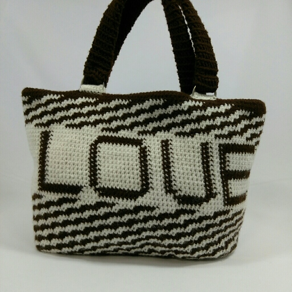 Love spiral crochet women handbag