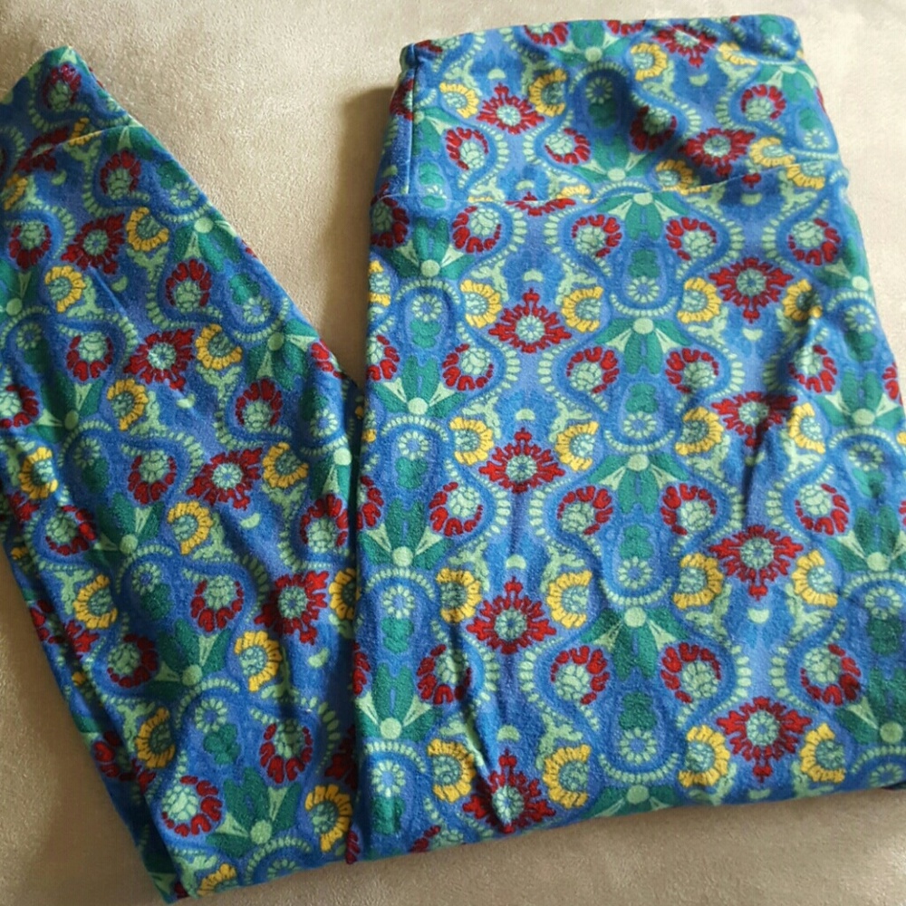 LuLaRoe OS blue floral leggings