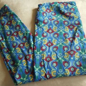 LuLaRoe OS blue floral leggings