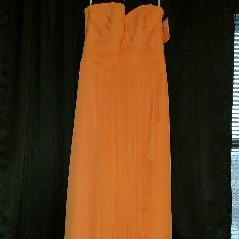 Strapless Orange Prom Dress