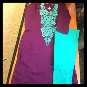 Two piece cotton linen dress small size