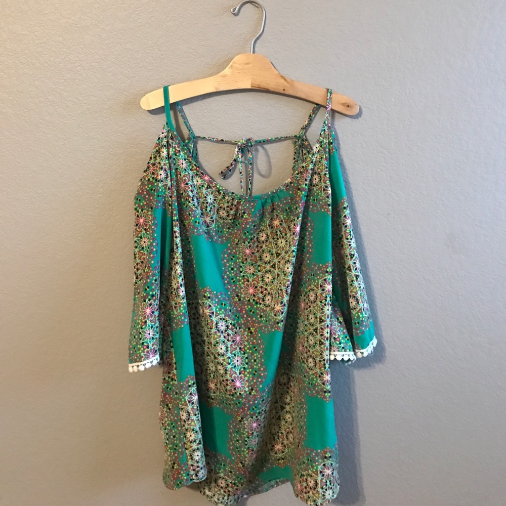 Vintage Boho Bell Sleeve Blouse . OS