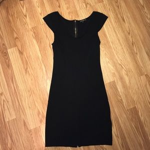 Fitted black midi dress