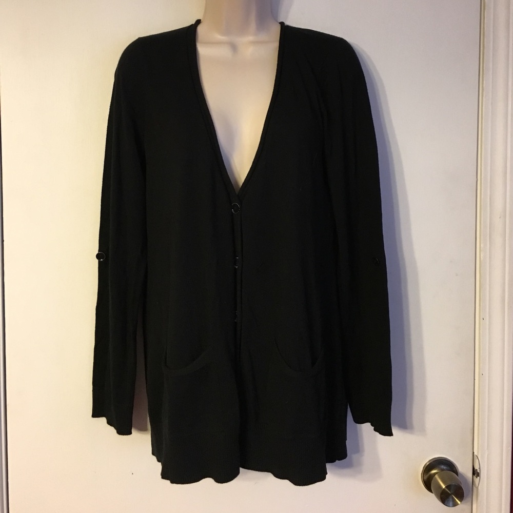 Talbots's long soft black cardigan Sz L