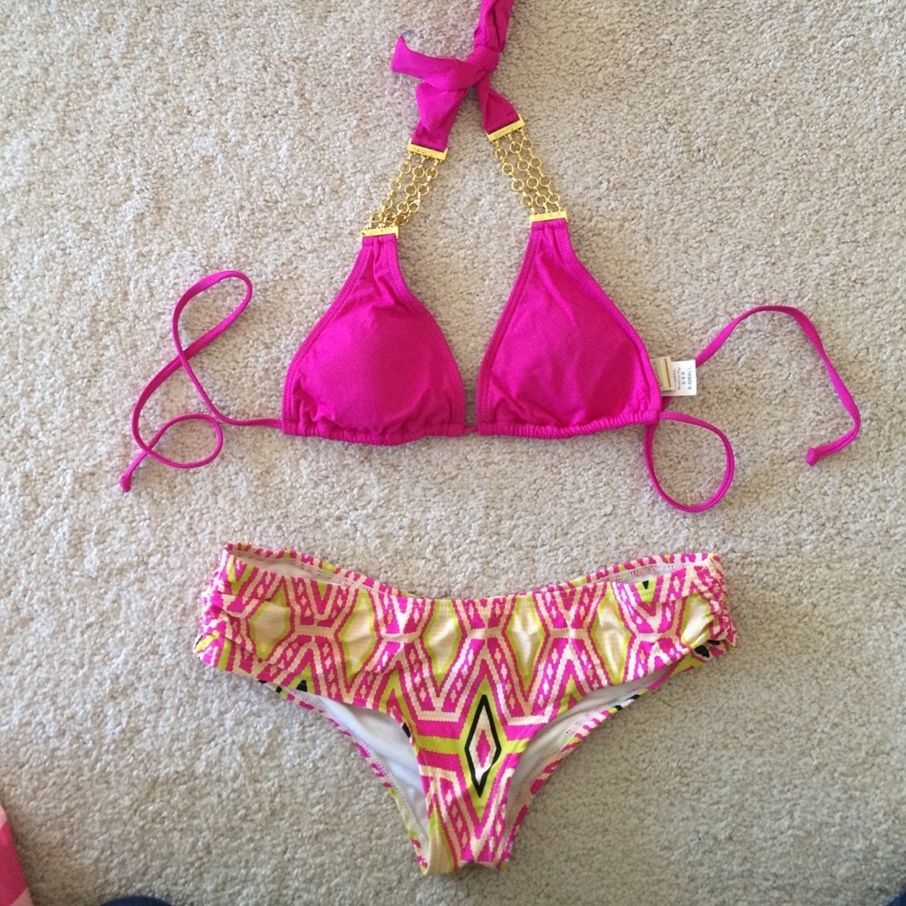 L space triangle top bikini XS top, S bottom swim